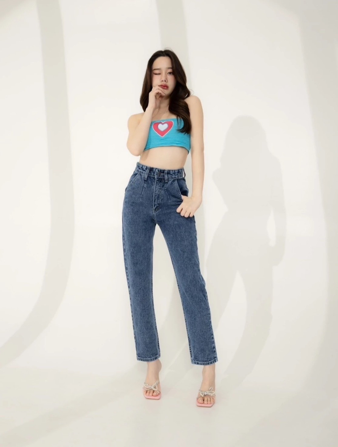 hiwari jeans รุ่น H2 กางเกงยีนส์ผู้หญิง ผ้านิ่มมาก ทรงบอลลูน Misae เอวสูง