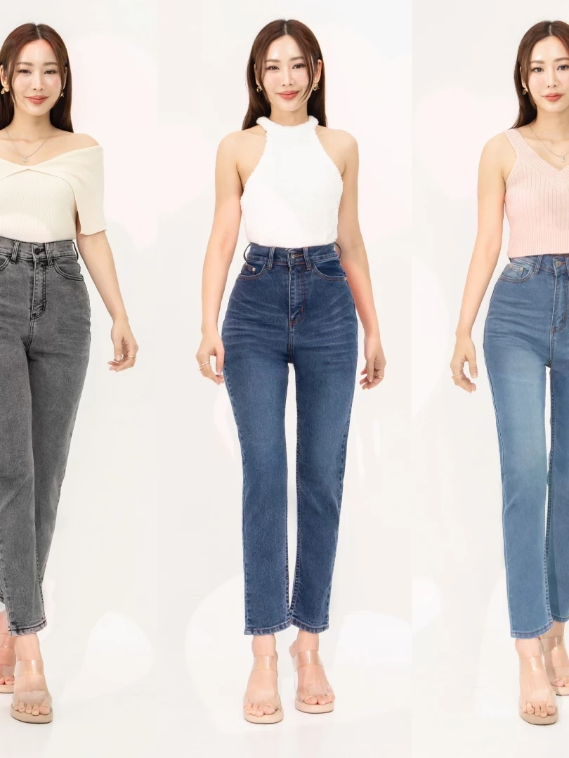 HIWARI JEANS รุ่น H8 ทรงบอลลูน ผ้ายืด เอวสูง